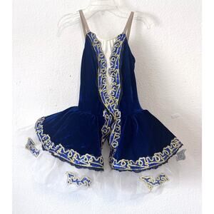 Revolution Ballet Tutu Girls XLC Midnight Blue Ivory Velvet Sequin Dance Costume